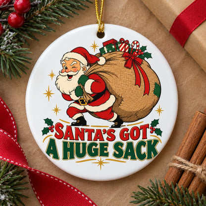 Santas Huge Sack Gag Ceramic Christmas Ornament, Funny White Elephant Gift