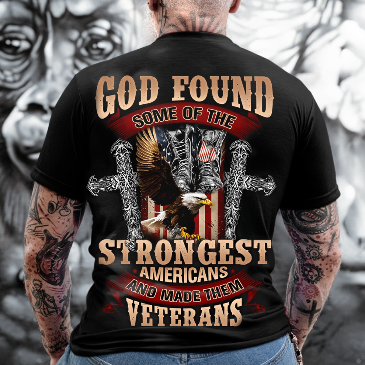 God Found the Strongest Americans – Patriotic USA Eagle Graphic Tee