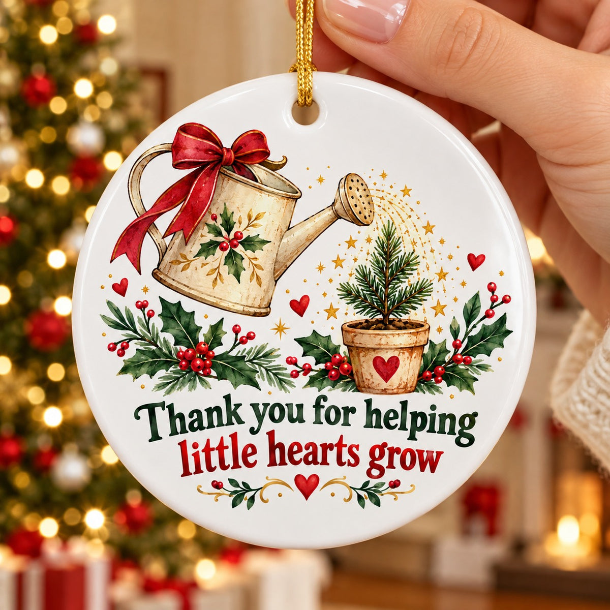 Nurturing Hands Holiday Sapling Teacher Appreciation Christmas Ornament