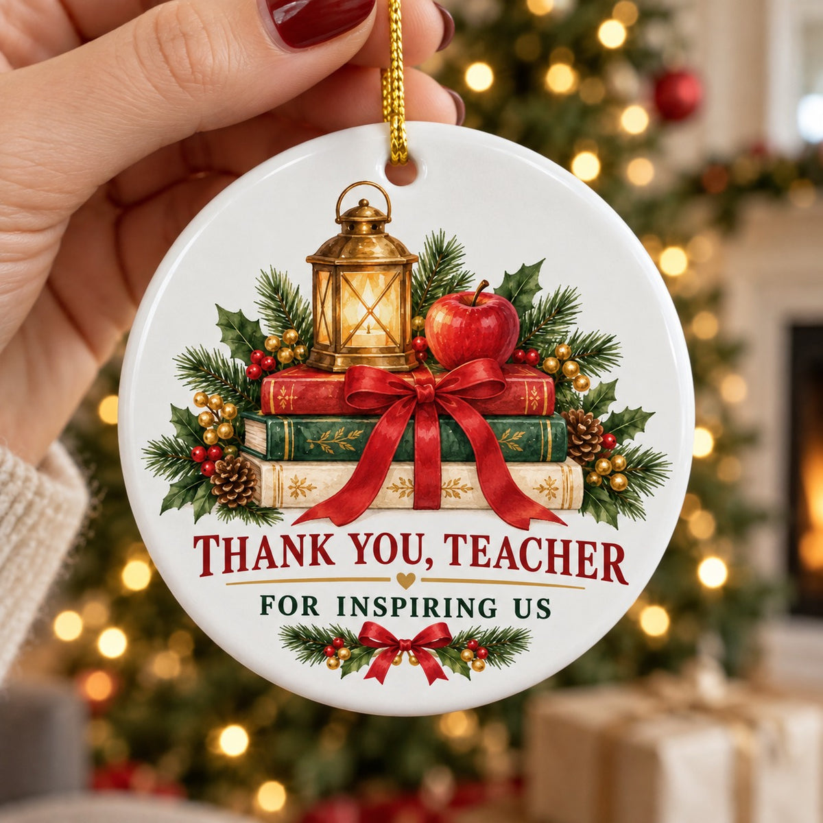 Guiding Light Teacher Keepsake Ceramic Christmas Ornament