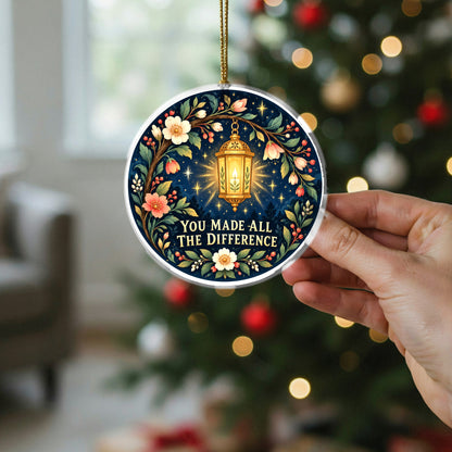 Folk Art Guiding Lantern Ceramic Christmas Ornament for Appreciation