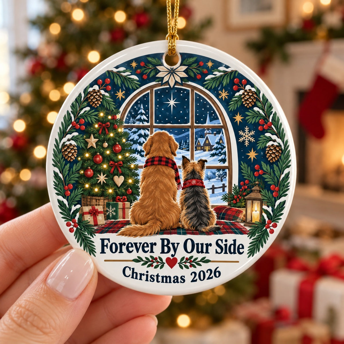 Forever by Our Side Dog Keepsake Ceramic Christmas Ornament