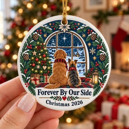Forever by Our Side Dog Keepsake Ceramic Christmas Ornament