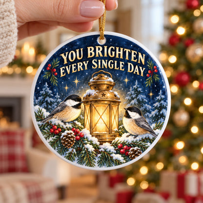 Warm Lantern Winter Gratitude Ceramic Christmas Ornament