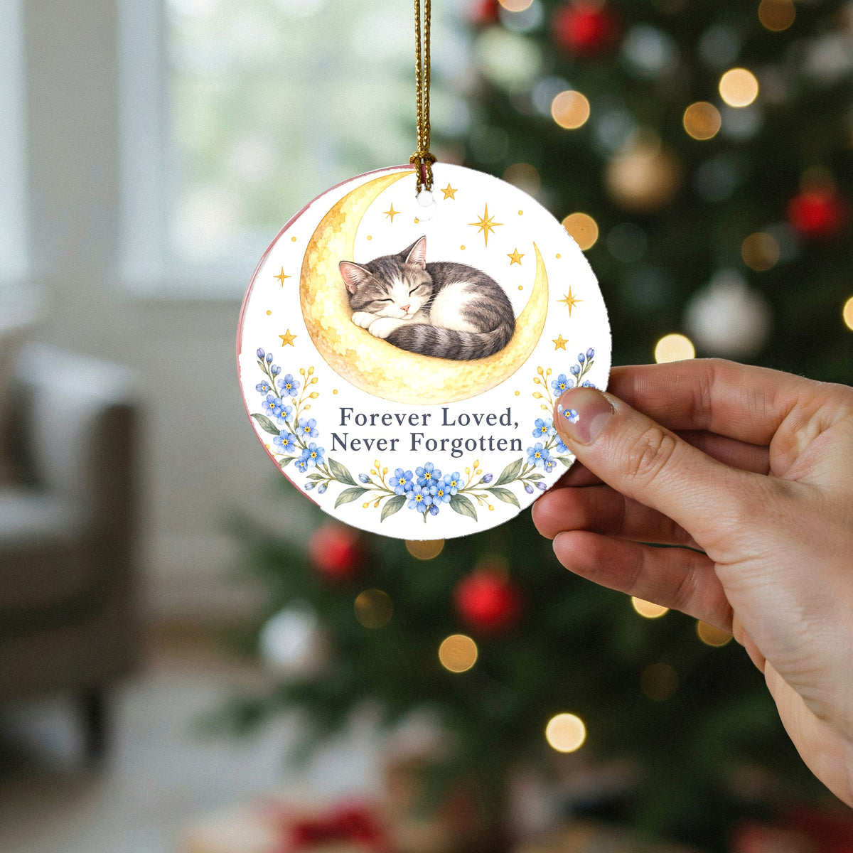 Moonbeam Cat Memorial Ornament, Pet Sympathy Remembrance Keepsake