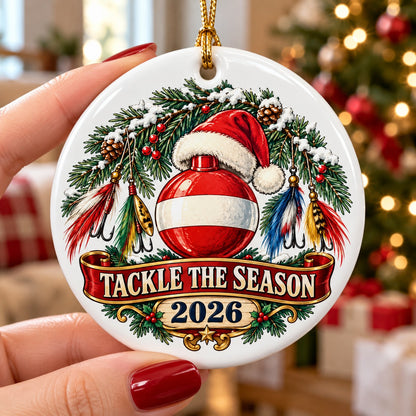 Tackle The Season Fishing Ceramic Christmas Tree Ornament