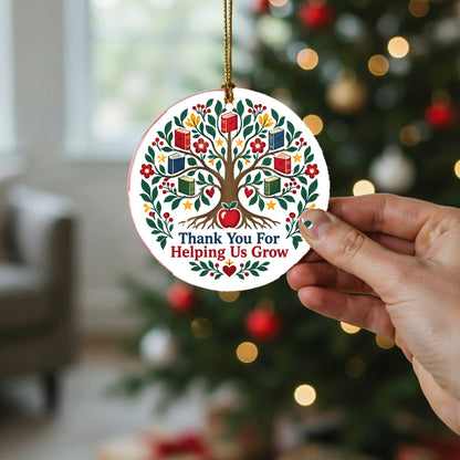 Folk Art Educator Tree Ceramic Christmas Ornament for Teachers