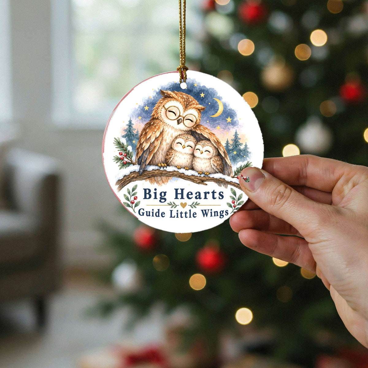 Little Wings Storybook Owl Ceramic Christmas Ornament, Teacher Gift