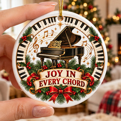 Joy in Every Chord Piano Ceramic Holiday Christmas Ornament