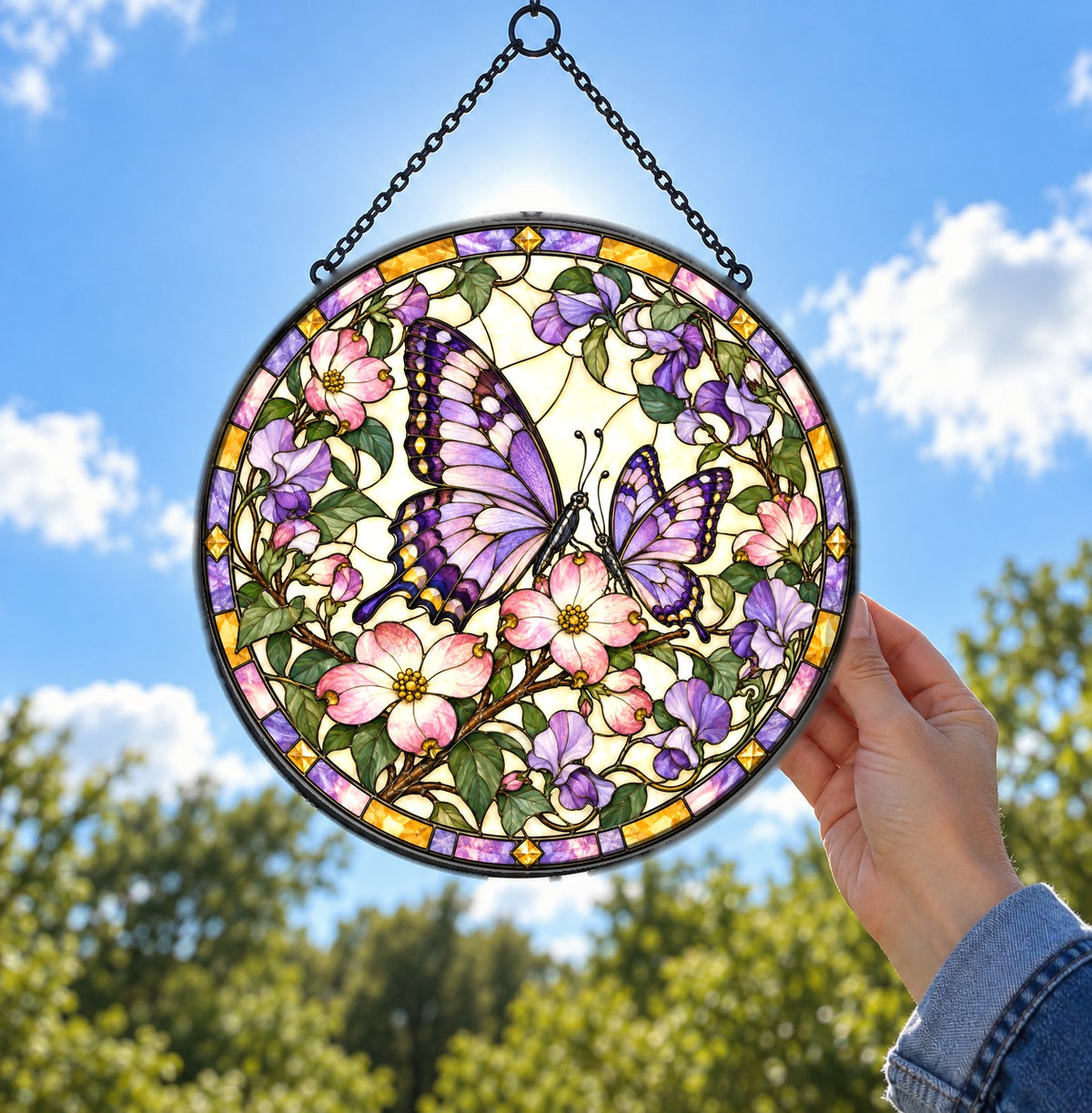 Maternal Wings Butterfly Glass Suncatcher Hanging Window Ornament