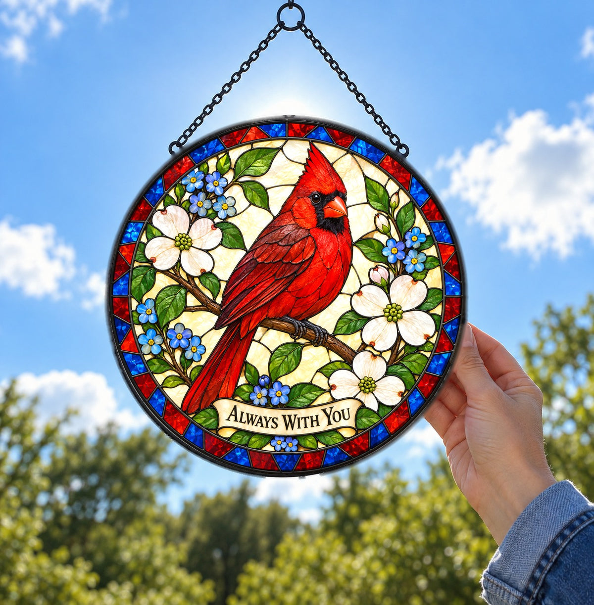 Cardinal of Comfort Memorial Suncatcher Ornament