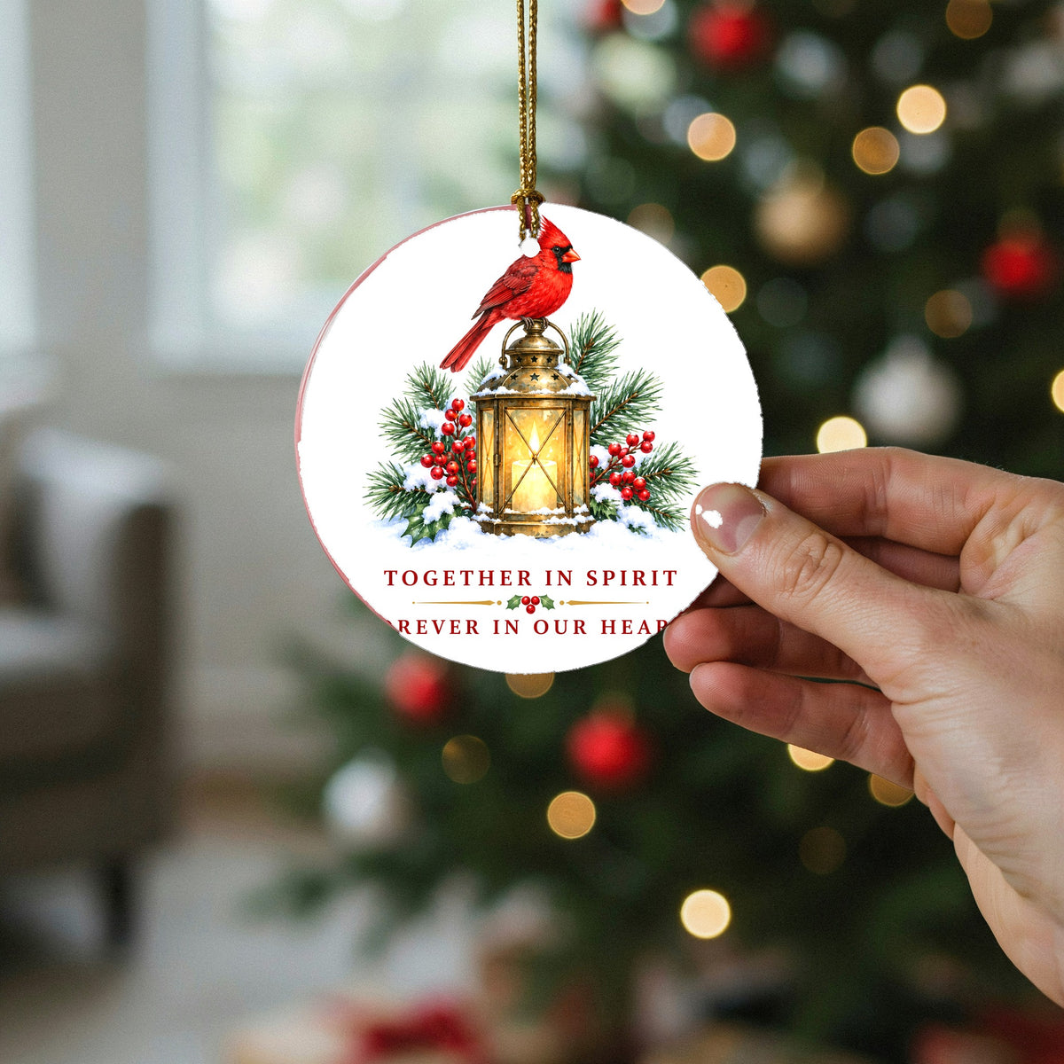 Cardinal Lantern Memorial Christmas Ornament, Remembrance Keepsake