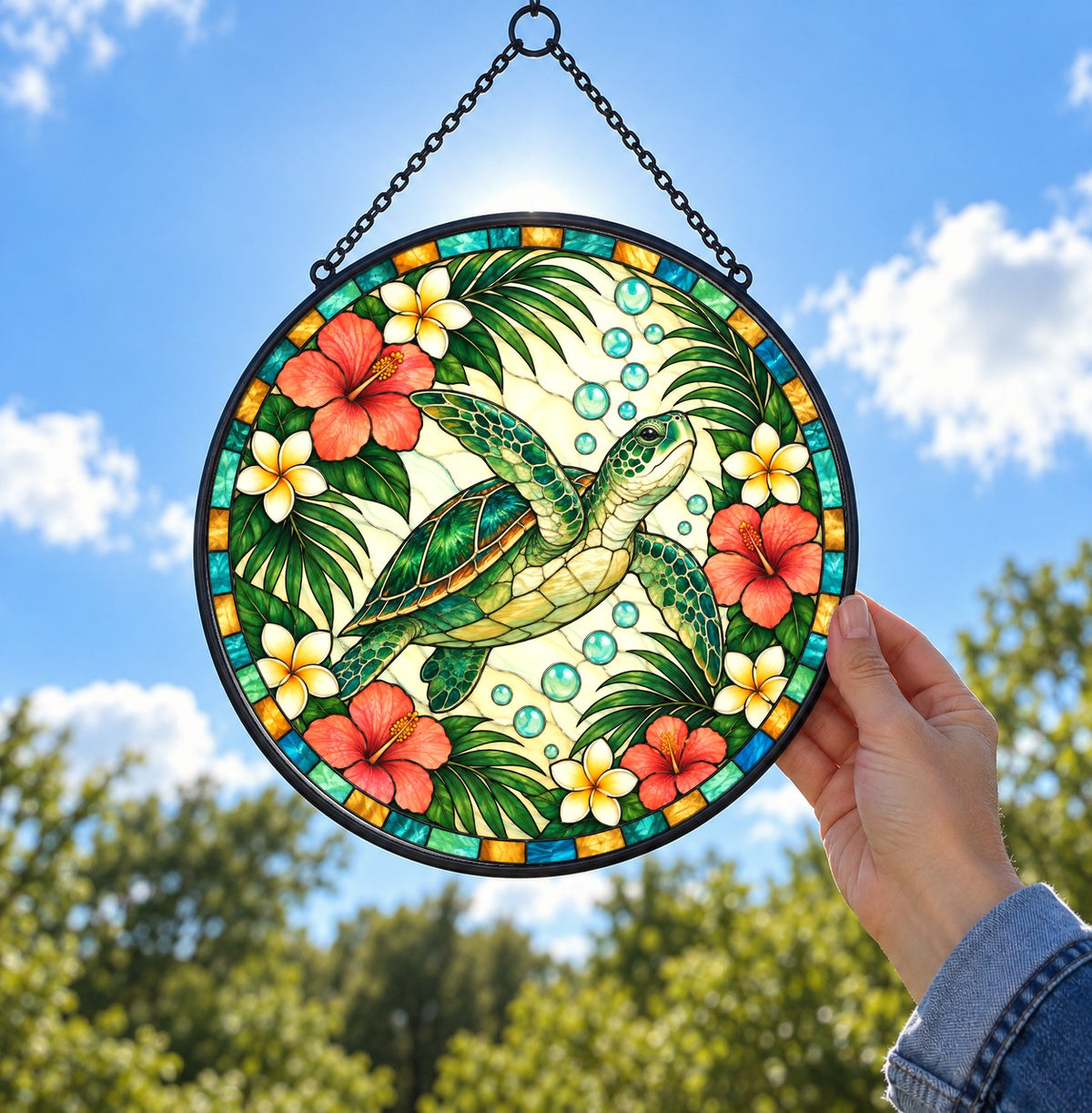 Serene Sea Turtle Suncatcher Ornament for Coastal Window Decor