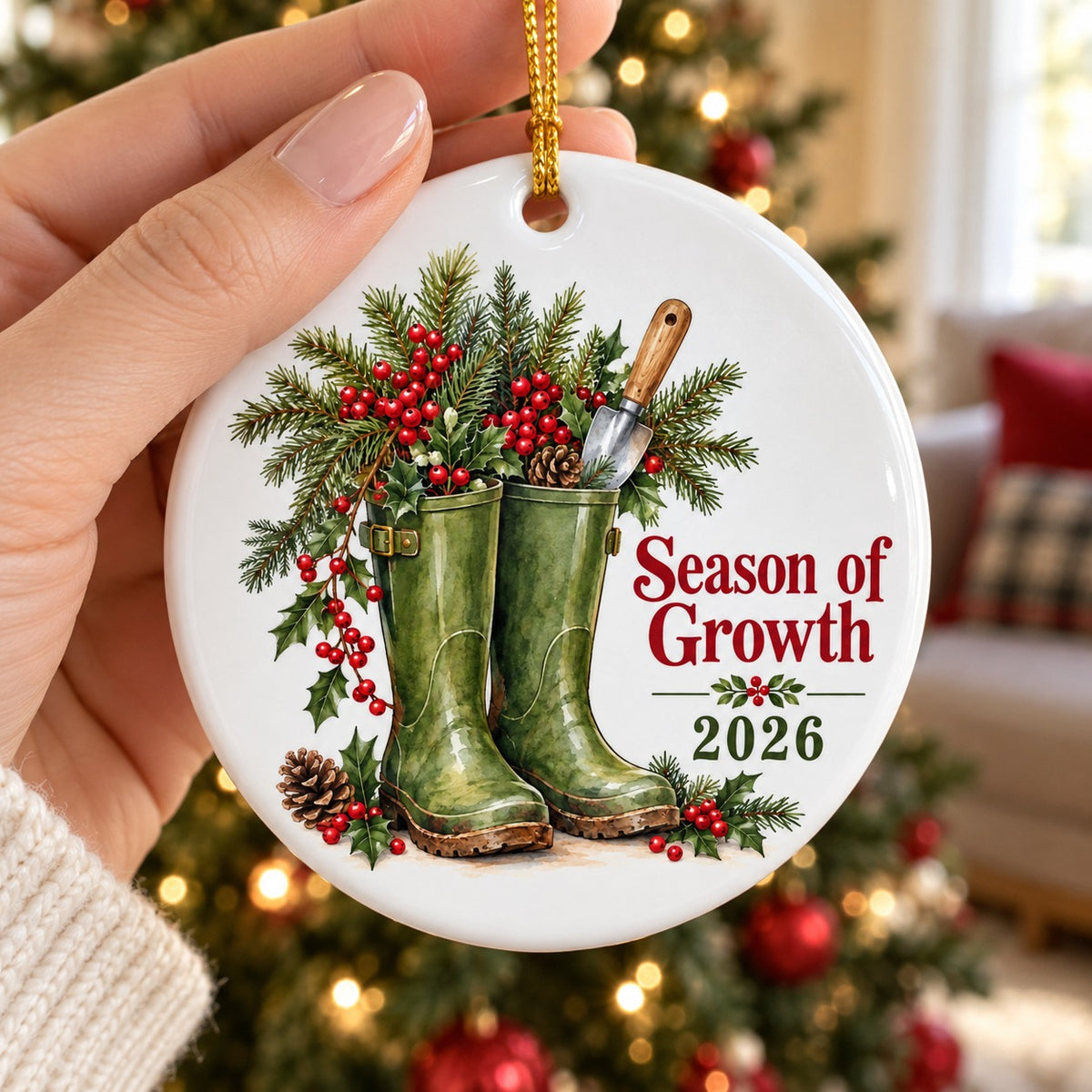 Botanical Garden Boots Christmas Ornament for Plant Lovers