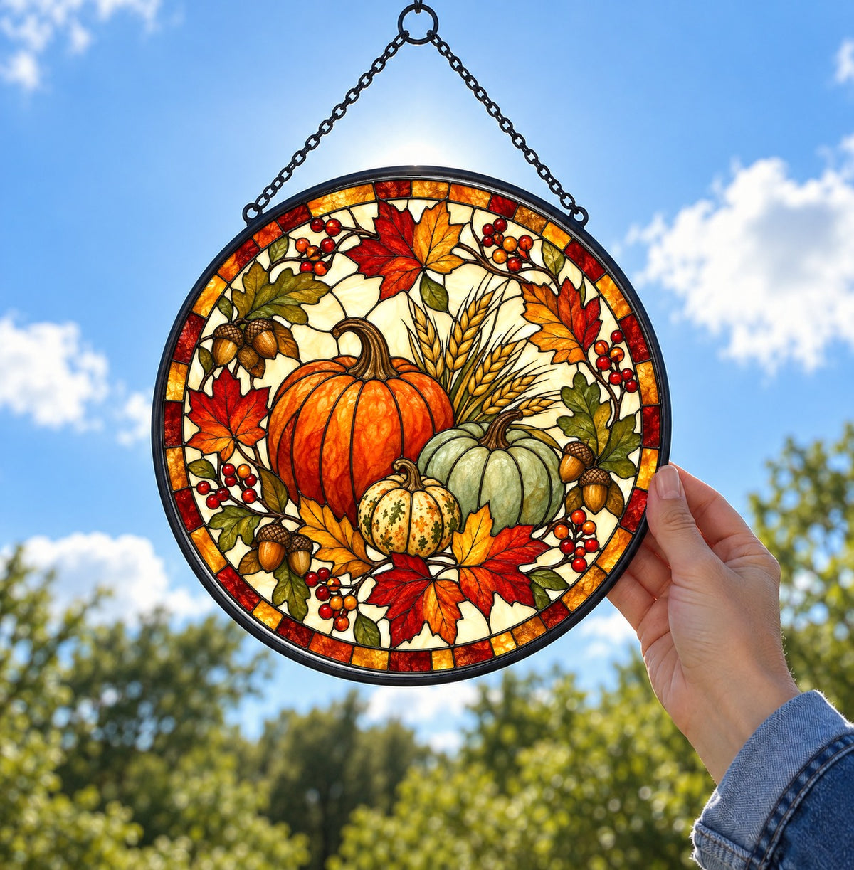 Heirloom Harvest Trio Suncatcher Window Ornament for Fall