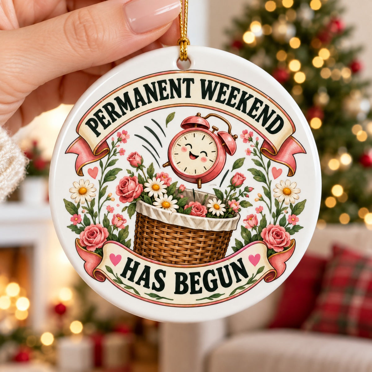 Permanent Weekend Ceramic Retirement Christmas Ornament