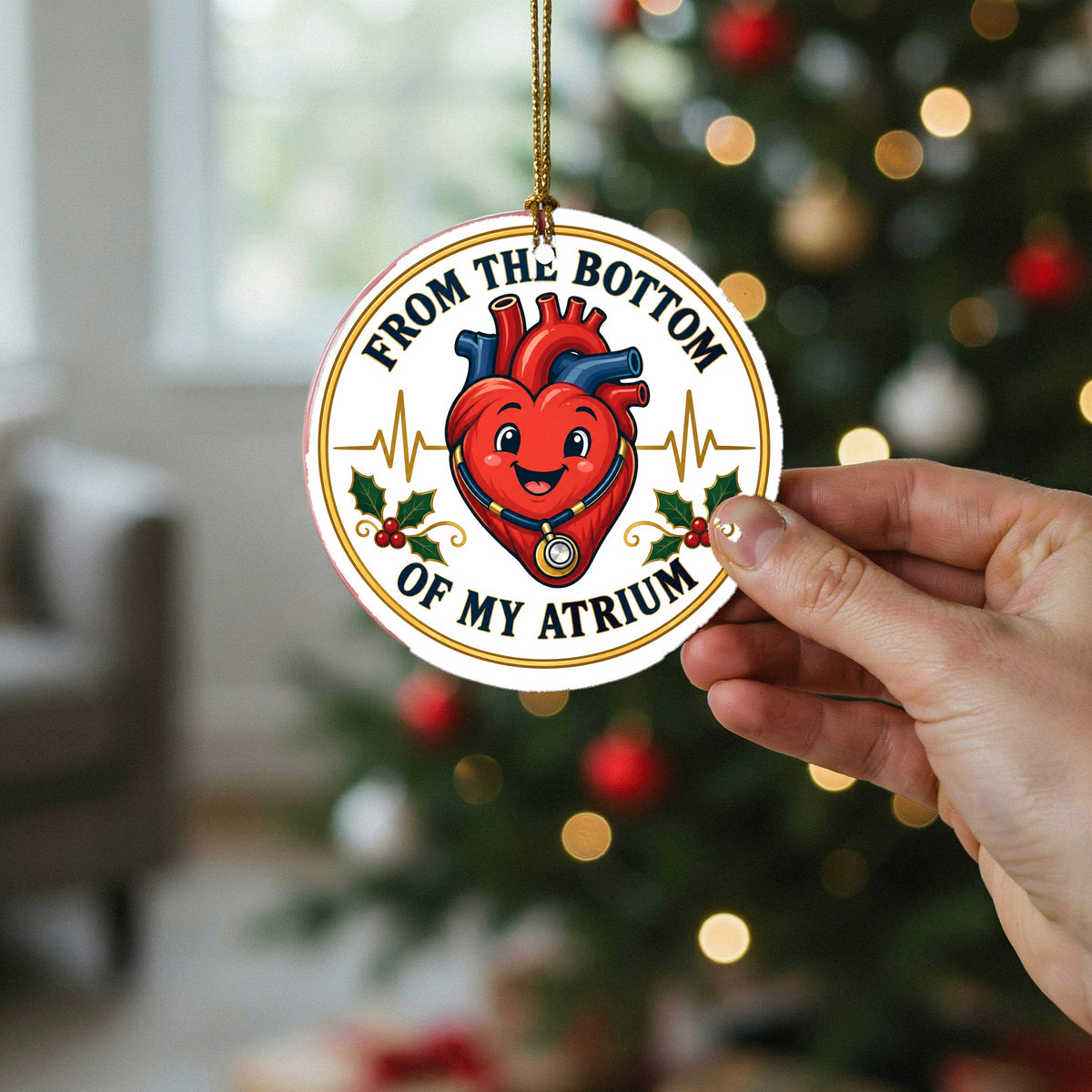 Bottom of My Atrium Badge Ceramic Holiday Ornament, Medical Gift