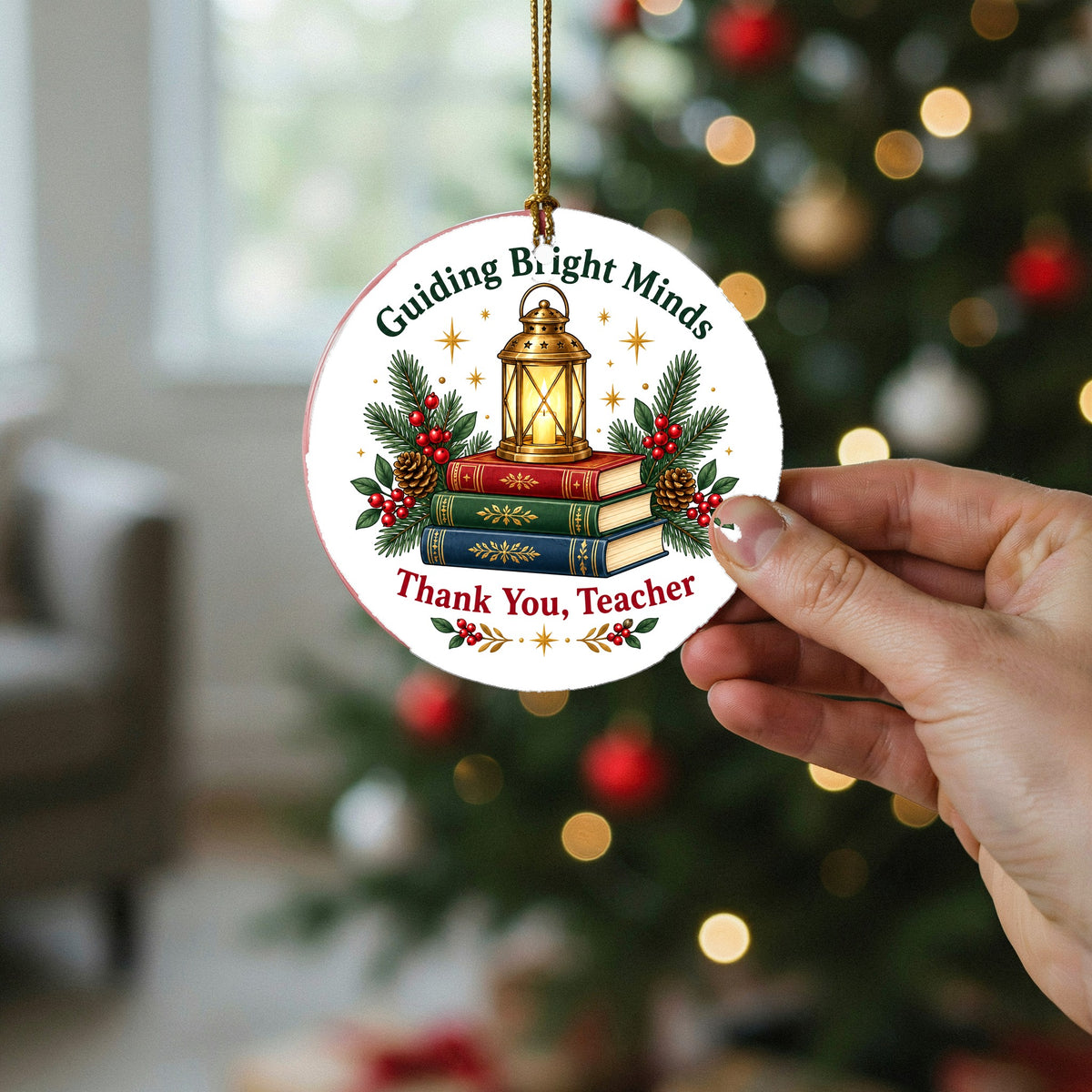 Guiding Bright Minds Teacher Ornament, Ceramic Holiday Keepsake