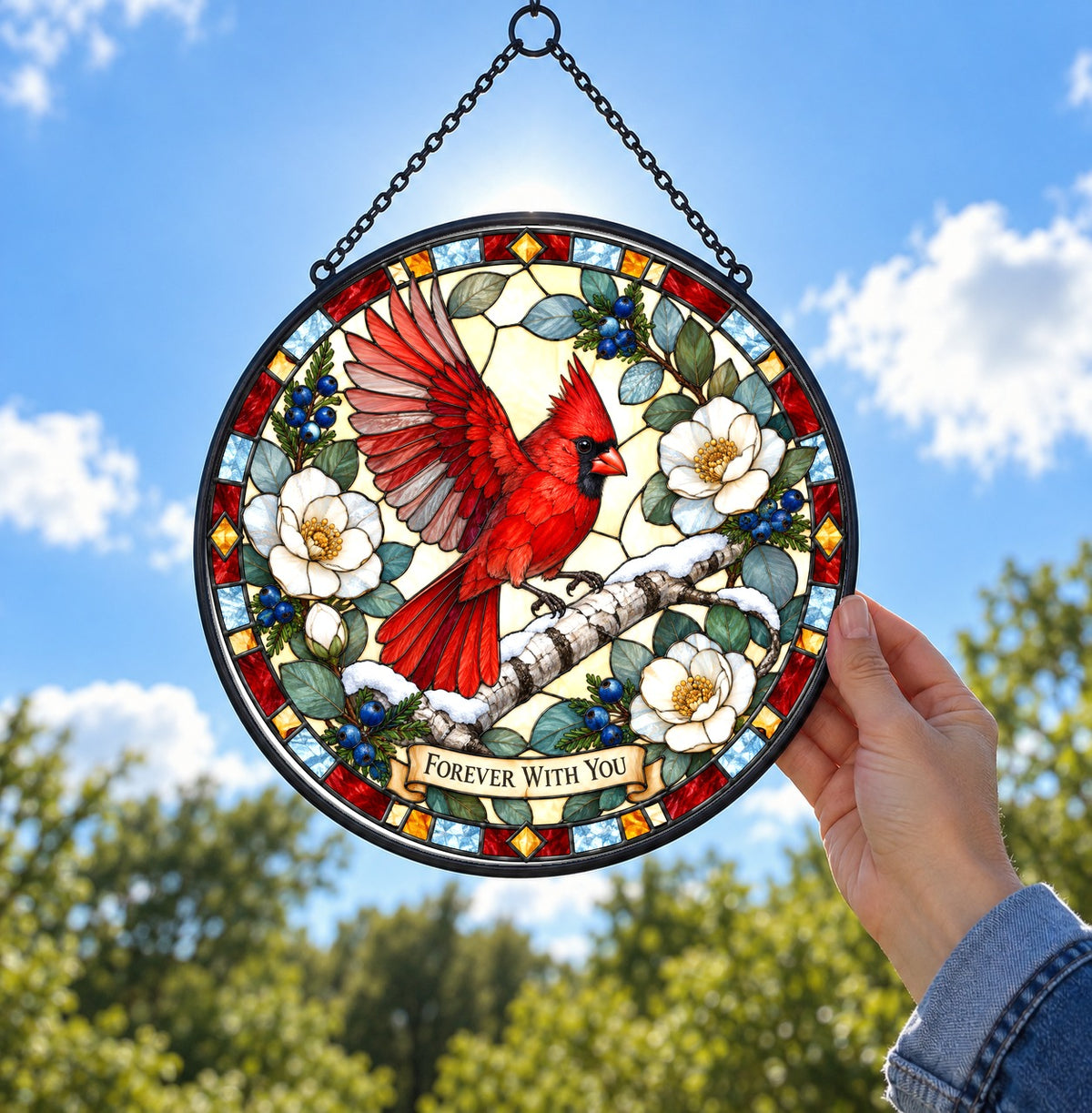 Cardinal Forever With You Memorial Suncatcher Ornament