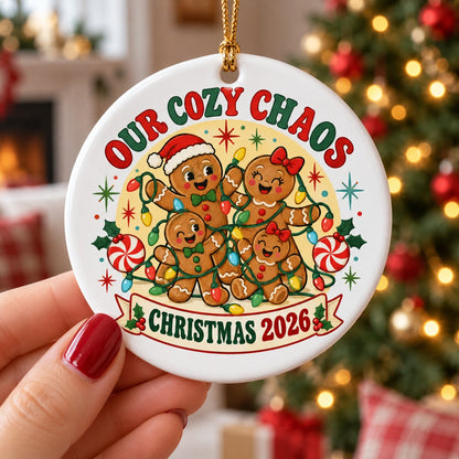 Tangled Gingerbread Family Christmas Ornament, Holiday Keepsake
