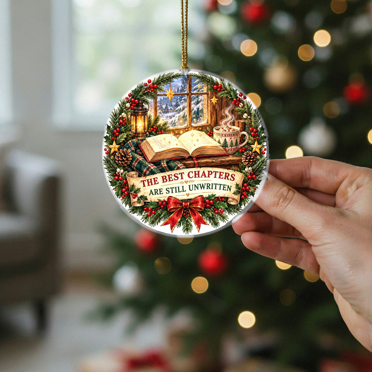 Unwritten Chapters Ceramic Book Lovers Christmas Ornament