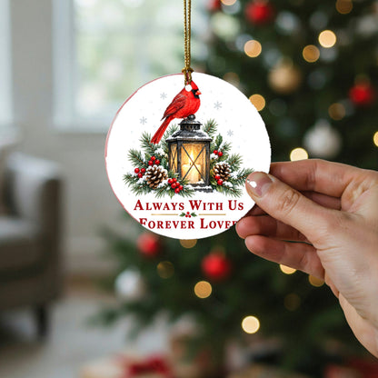 Luminous Remembrance Lantern Cardinal Memorial Ceramic Christmas Ornament