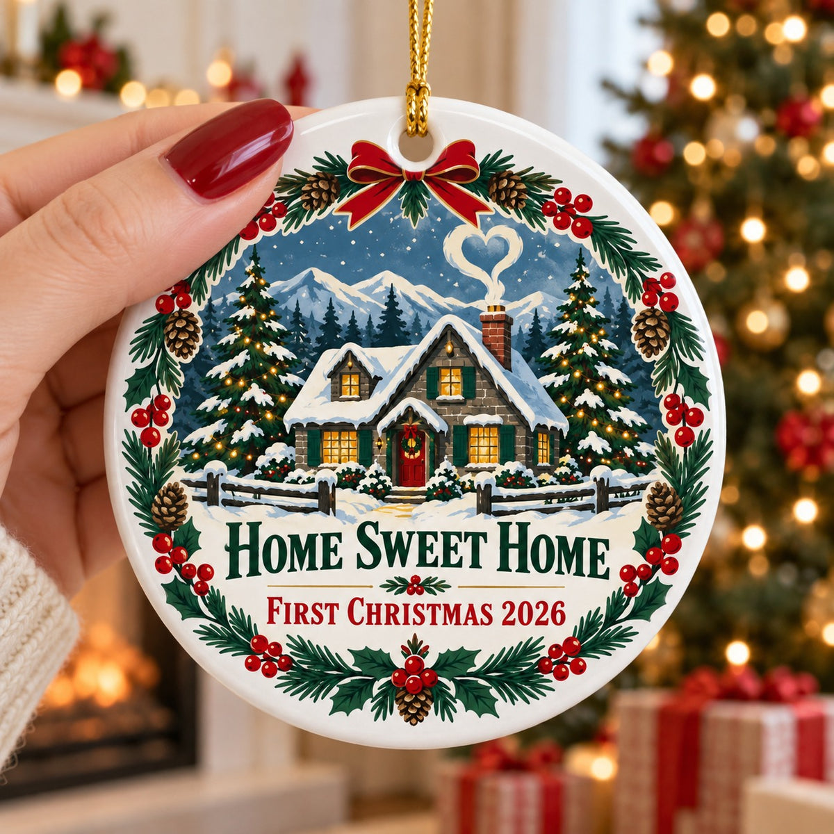 Home Sweet Home 2026 Ceramic Christmas Ornament for New Homeowners