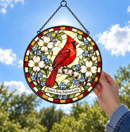 Cardinal of Comfort Memorial Suncatcher, Bereavement Glass Ornament