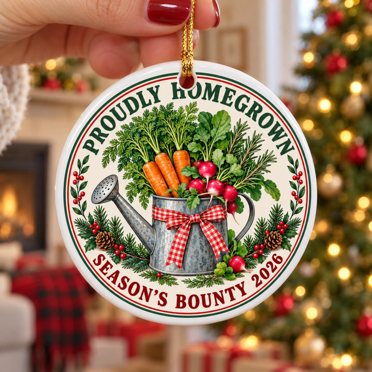 Proudly Homegrown Garden Harvest Ceramic Christmas Ornament