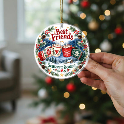 Warmth Between Friends Toast Holiday Ceramic Christmas Ornament