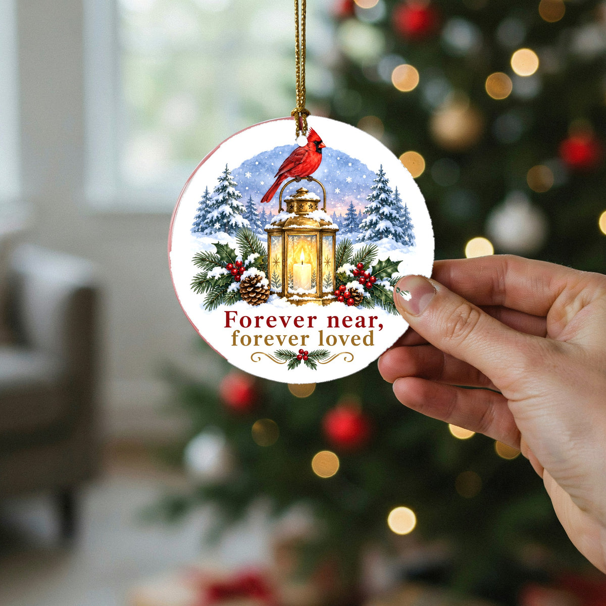 Lantern of Remembrance Memorial Christmas Ornament with Cardinal