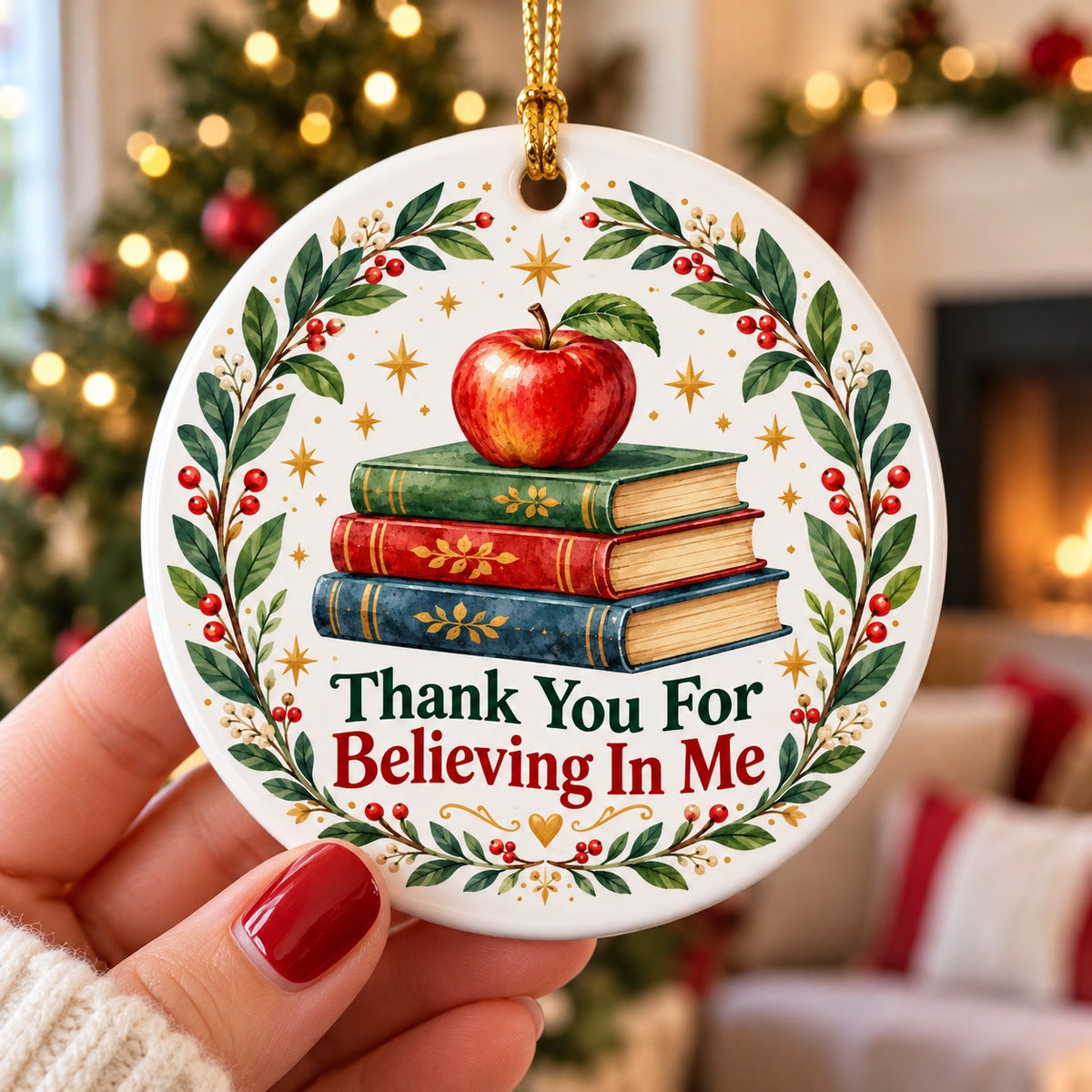Storybook Blooms Teacher Keepsake Ceramic Christmas Ornament