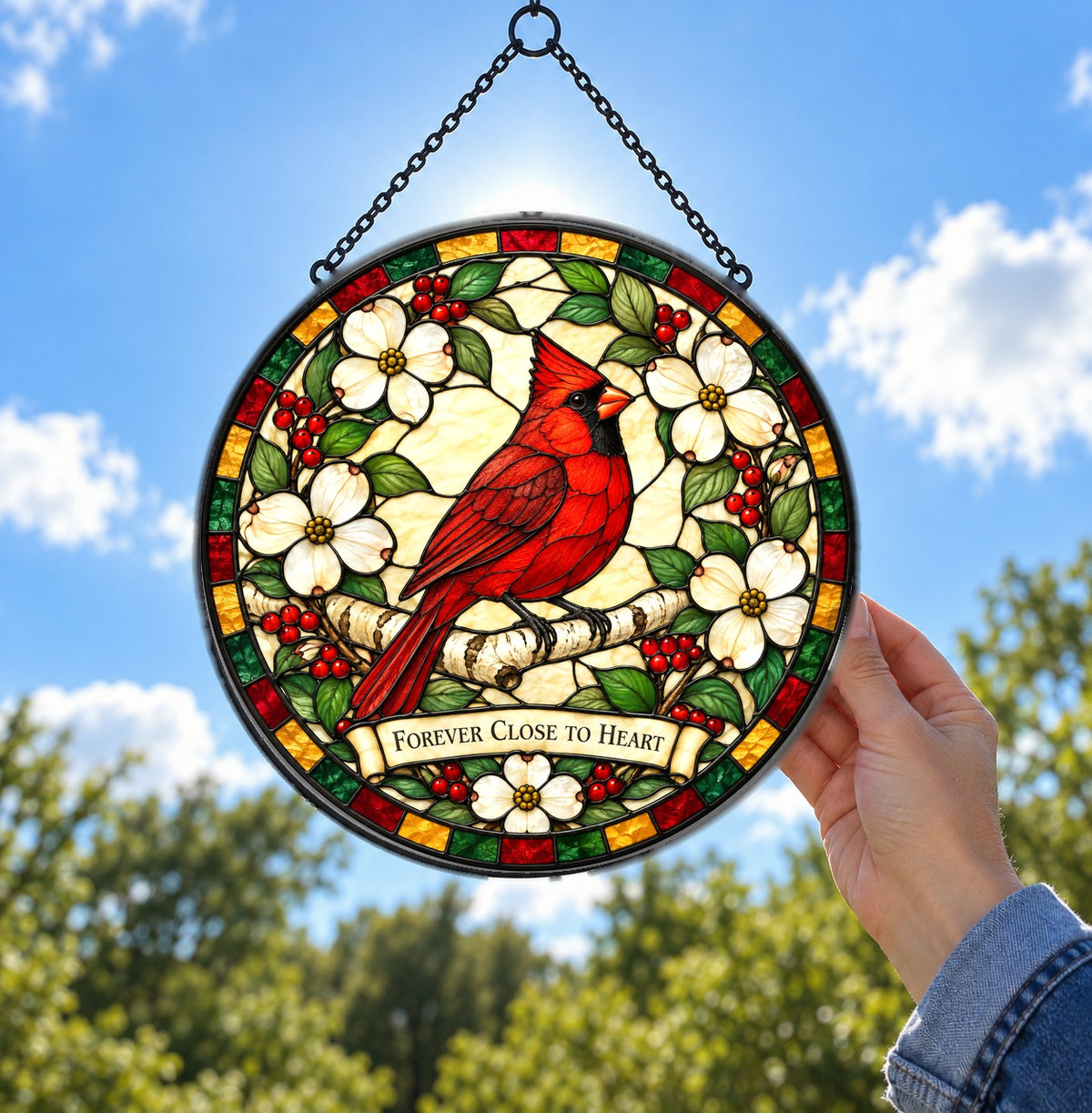 Cardinal of Comfort Memorial Suncatcher, Bereavement Window Ornament