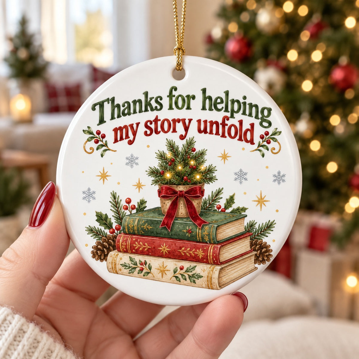 Storybook Seedling Teacher Tribute Christmas Ceramic Ornament