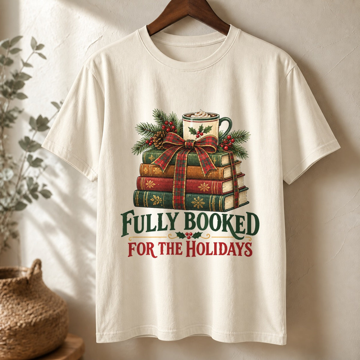 Comfort Colors Fully Booked Holiday Stack Christmas T-Shirt, Ivory
