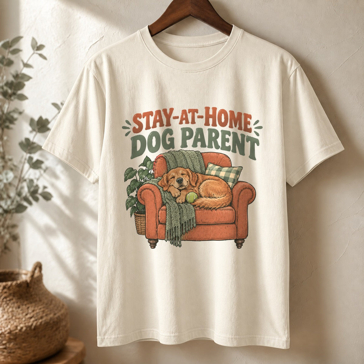 Stay-At-Home Dog Parent Comfort Colors T-Shirt, Ivory Graphic Tee