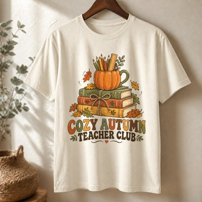 Cozy Autumn Teacher Club Comfort Colors Graphic T-Shirt