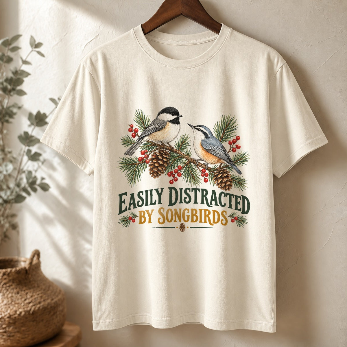 Easily Distracted Songbirds Comfort Colors T-Shirt, Bird Watcher Top
