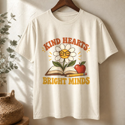 Kind Hearts Bright Minds Comfort Colors T-Shirt, Teacher Graphic Tee