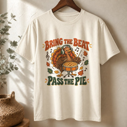 Bring the Beat Pass the Pie Comfort Colors T-Shirt, Thanksgiving Music