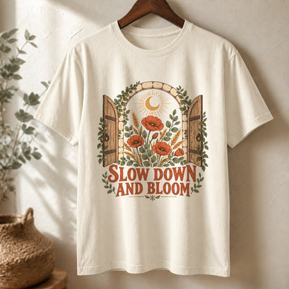 Slow Down and Bloom Botanical Comfort Colors T-Shirt