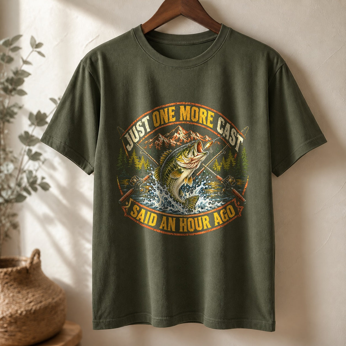Comfort Colors Bass Fishing T-Shirt, One More Cast Humor Graphic