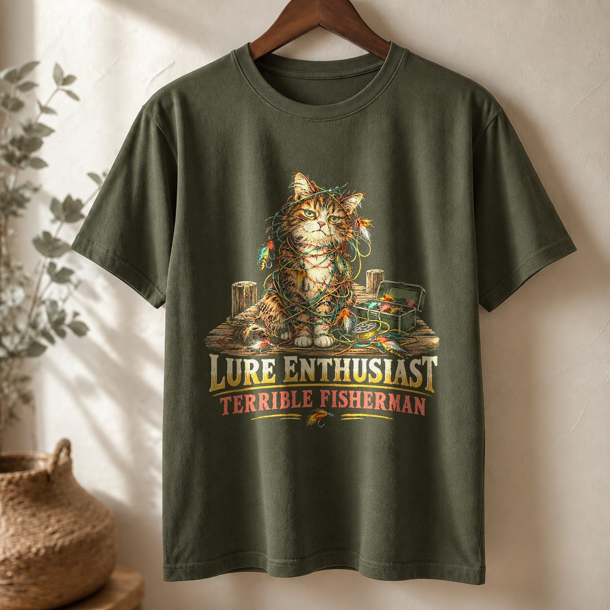 Lure Enthusiast Cat Graphic T-Shirt, Comfort Colors Tee