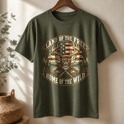 Comfort Colors T-Shirt, Patriotic Hunting Fishing Badge Tee