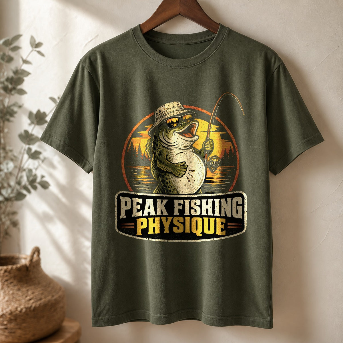 Peak Fishing Physique Comfort Colors T-Shirt, Moss Graphic Tee