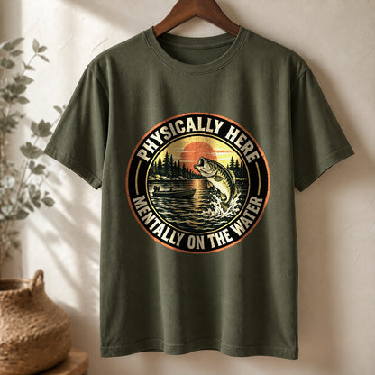 Mentally on the Water Comfort Colors Fishing T-Shirt in Moss