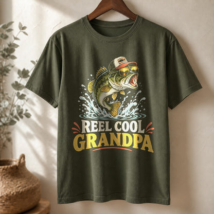 Reel Cool Grandpa Comfort Colors T-Shirt, Bass Fishing Tee