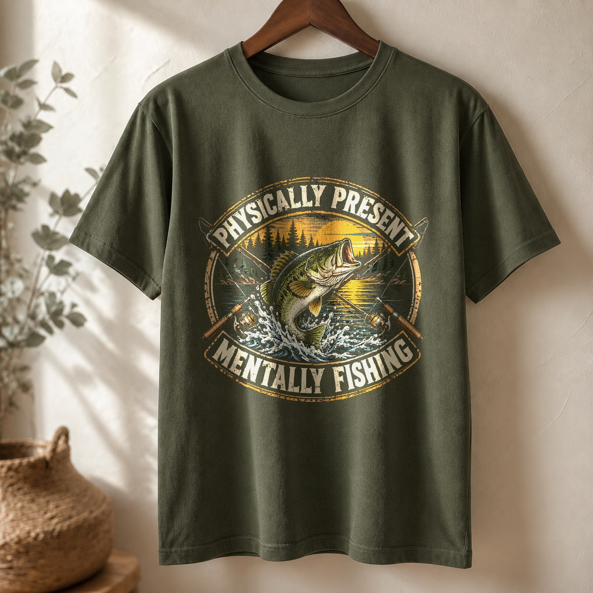Mentally Fishing Comfort Colors T-Shirt, Graphic Outdoors Tee