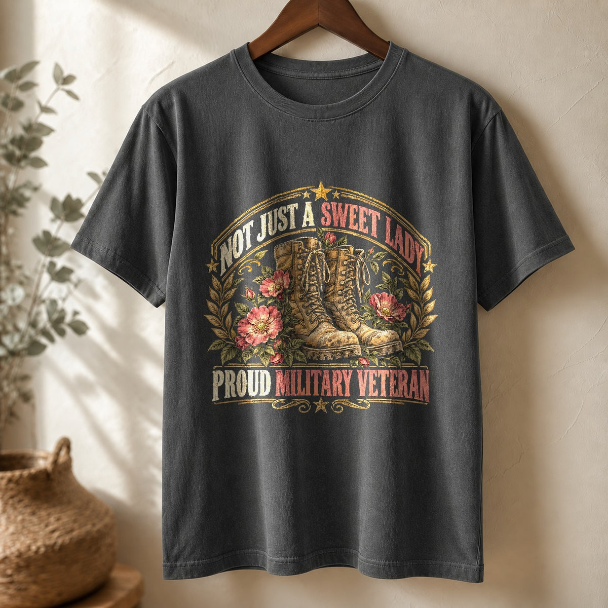 Resilient Woman Veteran Badge Comfort Colors T-Shirt