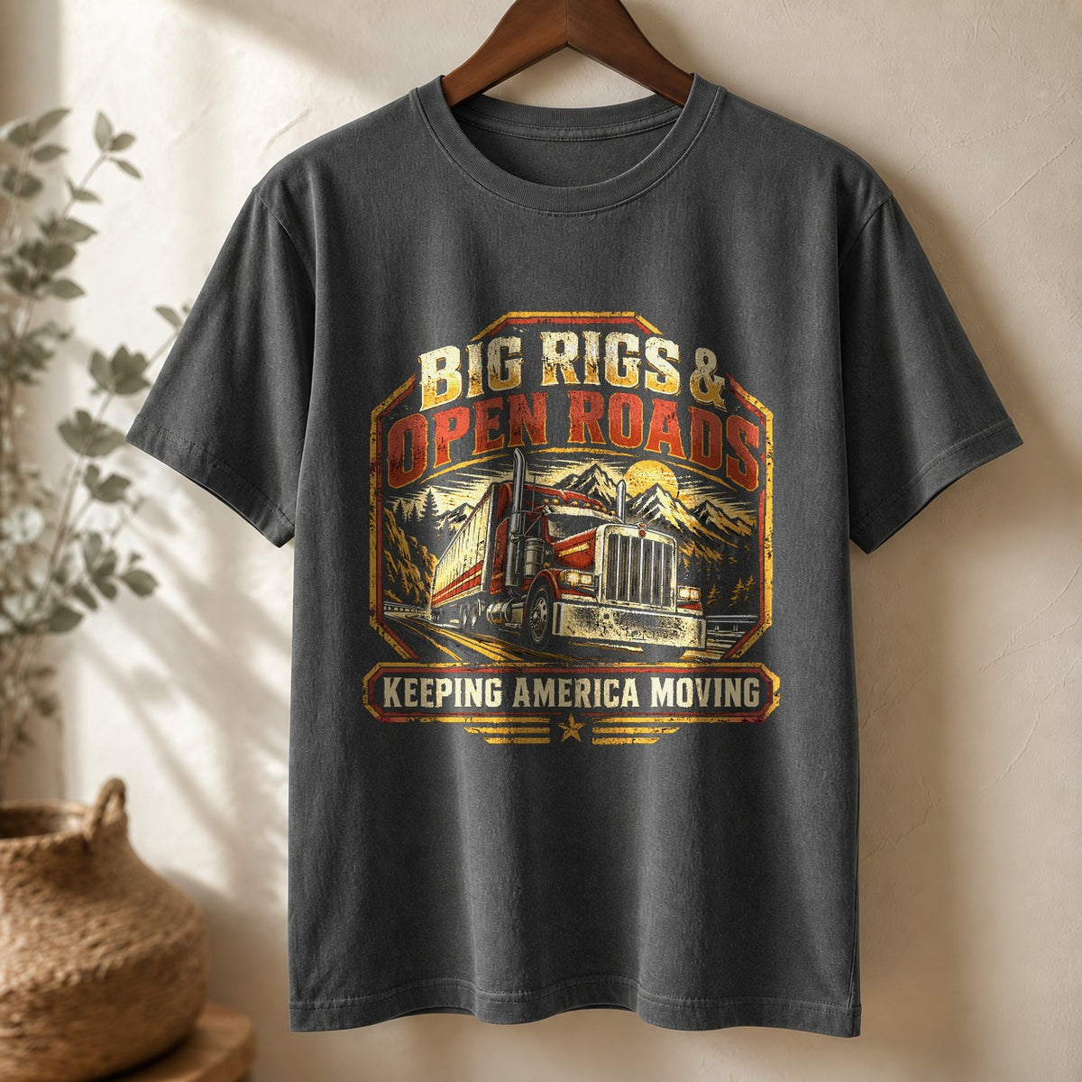 American Long Haul Badge Comfort Colors T-Shirt, Semi Truck Driver Tee